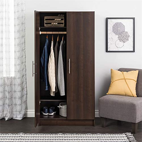 Pemberly Row Contemporary 32" Wardrobe Armoire in Espresso