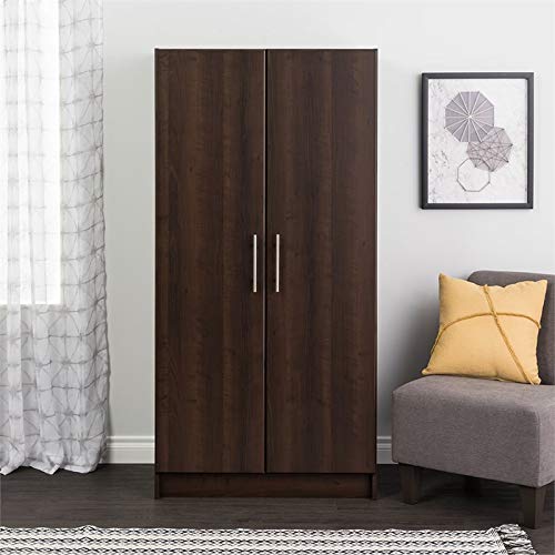 Pemberly Row Contemporary 32" Wardrobe Armoire in Espresso