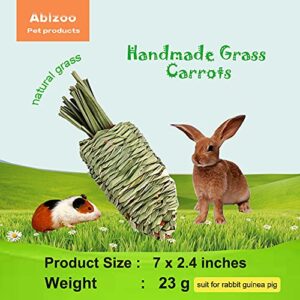 Abizoo Bunny Chew Toys,Natural Grass Traditional Weaving Hay Stick Chew for Rabbit Guniea Pigs Chinchillas Small Animals,No Hot Glu Grass Carrots Good for Bunny Guinea Pig Hamsters Dental Health.