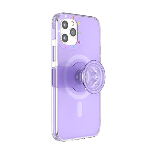 PopSockets: iPhone 12 Case for MagSafe with Phone Grip and Slide, Phone Case for iPhone 12/12 Pro, Wireless Charging Compatible- Violet