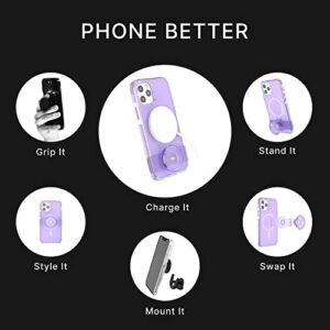 PopSockets: iPhone 12 Case for MagSafe with Phone Grip and Slide, Phone Case for iPhone 12/12 Pro, Wireless Charging Compatible- Violet