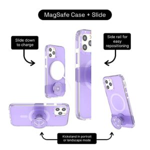 PopSockets: iPhone 12 Case for MagSafe with Phone Grip and Slide, Phone Case for iPhone 12/12 Pro, Wireless Charging Compatible- Violet