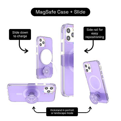 PopSockets: iPhone 12 Case for MagSafe with Phone Grip and Slide, Phone Case for iPhone 12/12 Pro, Wireless Charging Compatible- Violet