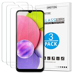 omoton [3 pack] screen protector compatible for samsung galaxy a03 / a03s / a03 core, bubble free, hd-clear, case friendly, tempered glass film for galaxy （a03 & a03s & a03 core）