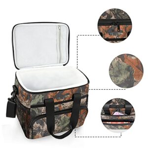 AUUXVA Leakproof Reusable Insulated Cooler Lunch Bag Tree Leaves Camouflage Camo Picnic Lunch Box for Women Men Cooler Tote Office Work Camping Beach 24 Can 15L