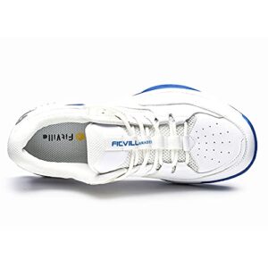 FitVille Wide Width Pickleball Shoes for Men All Court Tennis Shoes with Arch Support for Plantar Fasciitis (White, 9.5 Wide)