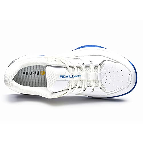 FitVille Wide Width Pickleball Shoes for Men All Court Tennis Shoes with Arch Support for Plantar Fasciitis (White, 9.5 Wide)