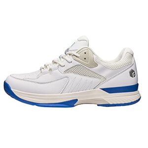 FitVille Wide Width Pickleball Shoes for Men All Court Tennis Shoes with Arch Support for Plantar Fasciitis (White, 9.5 Wide)