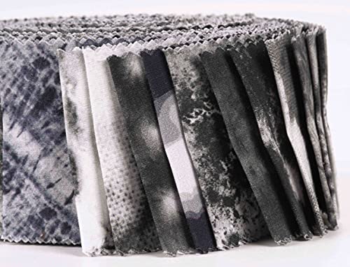 Soimoi 40Pcs Tie Dye Print Cotton Precut Fabrics for Quilting Craft Strips 2.5x42inches Jelly Roll - Black