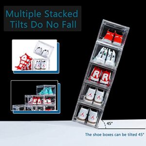 Shoe Boxes Clear Plastic Stackable Shoe Storage Organizers For Man and Women,Detachable and Versatile Space-Saving Closet Organizer Shoe Container for Sneakers High heels 14.96 x 10.24 x 7.87 inches (Transparency, 12 pcs)