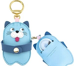 tomcrazy cartoon protective case for airtag sleeve huawei tag keychain cover car keys ring storage pendant suitable for travel bag / children's school bag / briefcase / suitcase (blue cat)