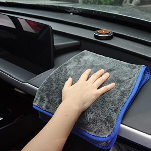 Furfox Car Drying Towel Gray 2-Pack 600 GSM Lint-Free Detailing Cloth Rapid Drying Large Car Towels (19.7 inch x 23.6 inch)