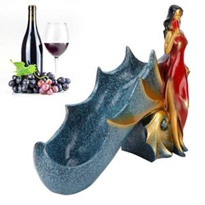 zerodis wine bottle holder statue girl figurines wine holder storage organizer wine bottle rack stand for bar counter home decor accessories(bs023-2)