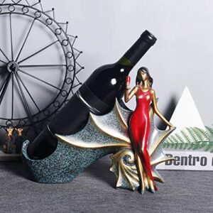 Zerodis Wine Bottle Holder Statue Girl Figurines Wine Holder Storage Organizer Wine Bottle Rack Stand for Bar Counter Home Decor Accessories(BS023-2)