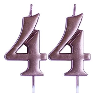 rose 44th birthday candle, number 44 years old candles cake topper, woman or man party decorations, supplies
