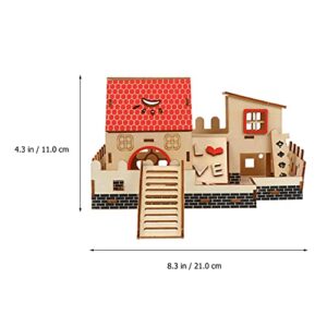 STOBOK 1Pc Wooden Hamster House with Ladders, Hamster Toys Hamster Hideout Hamster Maze Hamster Platform Gerbil Toys Hamster Cage Accessories for Small Animals