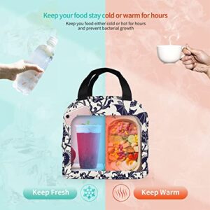 Halloween Bat Flower Lunch Bag Insulated Tote Cooler for Women ,small Lunch Box bags Reusable Womens Freezable Cooling cute Halloween Bat Flower with Container Waterproof