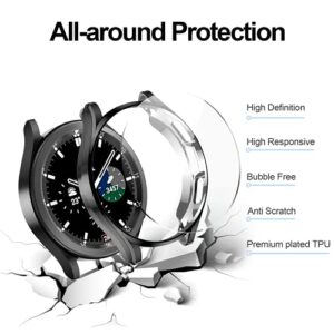 [6+6] Pack for Samsung Galaxy Watch 4 Classic 46mm Case with Screen Protector, Haojavo Soft TPU Cover Protective Bumper Shell + Tempered Glass Screen Protector Film for Galaxy Watch 4 Classic 46mm