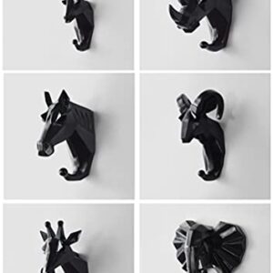 Kopiqin Crafts Home Wall Decoration Elegant Animal Head Resin 6 Set Cartoon Hook Jewelry Key Scarf Bag Hanger Robes Coat Rack for Living Room Bedroom(Deer,Horse,Giraffe,Elephant,Rhino,Goat)