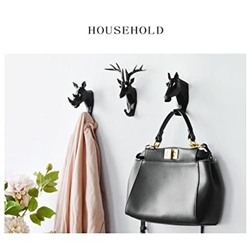 Kopiqin Crafts Home Wall Decoration Elegant Animal Head Resin 6 Set Cartoon Hook Jewelry Key Scarf Bag Hanger Robes Coat Rack for Living Room Bedroom(Deer,Horse,Giraffe,Elephant,Rhino,Goat)