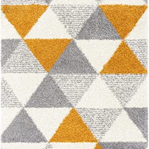 Well Woven Arden Reily Mid-Century Modern Geometric Triangle Pattern Yellow 3'11" x 5'3" Area Rug