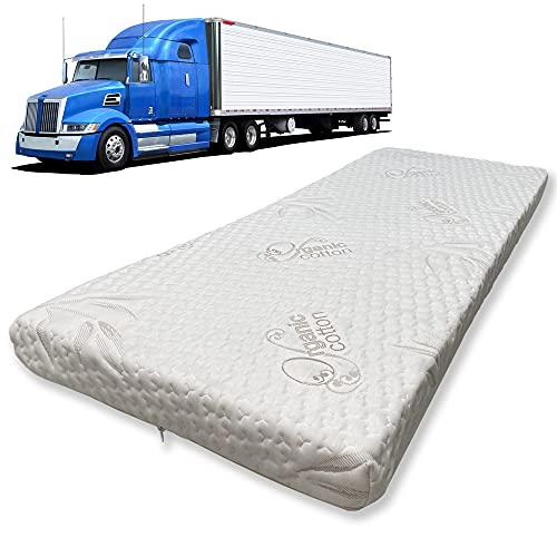 Foamma 3" x 42" x 80" Semi Truck High Density Foam Trucker Mattress, Washable Organic Cotton Cover, Heavy Duty and Durable, Comfortable, Made in USA