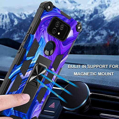 Ailiber for AT&T Maestro Max(2021) Case, Cricket Ovation 2 Phone Case with Screen Protector, for Magnetic Car Mount, Kickstand Holder, Rugged Shockproof Protective Cover for Ovation 2-Purple Blue