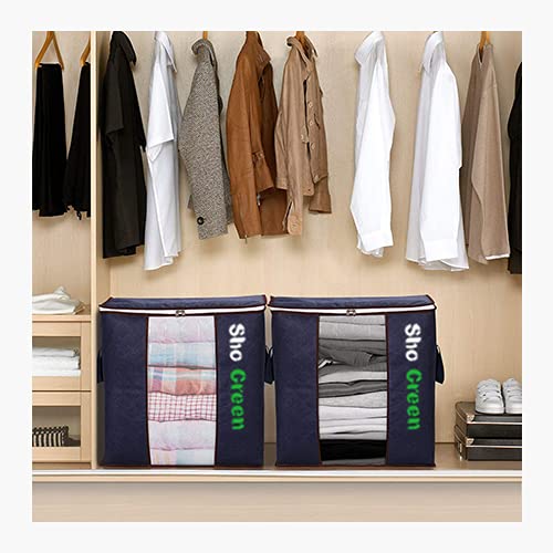 Clothes Storage Bag 90L Large Capacity Organizer with Reinforced Handle Thick Fabric for Comforters, Blankets, Bedding, Foldable with Sturdy Zipper, Clear Window