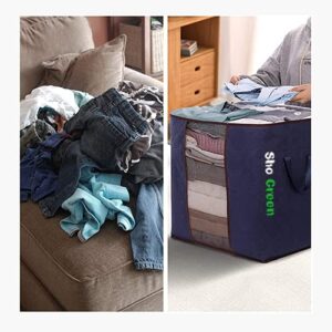 Clothes Storage Bag 90L Large Capacity Organizer with Reinforced Handle Thick Fabric for Comforters, Blankets, Bedding, Foldable with Sturdy Zipper, Clear Window