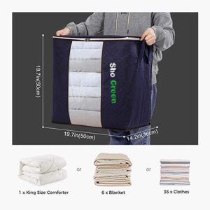 Clothes Storage Bag 90L Large Capacity Organizer with Reinforced Handle Thick Fabric for Comforters, Blankets, Bedding, Foldable with Sturdy Zipper, Clear Window