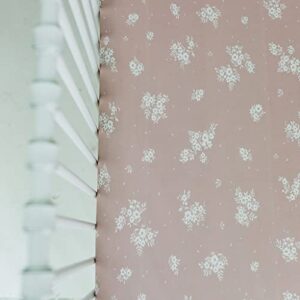 Sorrel + Fern Crib Sheet for Standard Crib Mattress (Antique Rose) - Premium Fitted Sheets - Buttery Soft Cotton Blend