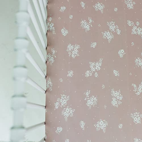 Sorrel + Fern Crib Sheet for Standard Crib Mattress (Antique Rose) - Premium Fitted Sheets - Buttery Soft Cotton Blend