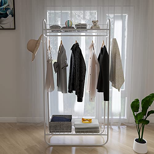 Beyamis Clothing Garment Rack Metal Cloth Hanger Rack Stand Clothes Drying Rack for Hanging Clothes,White