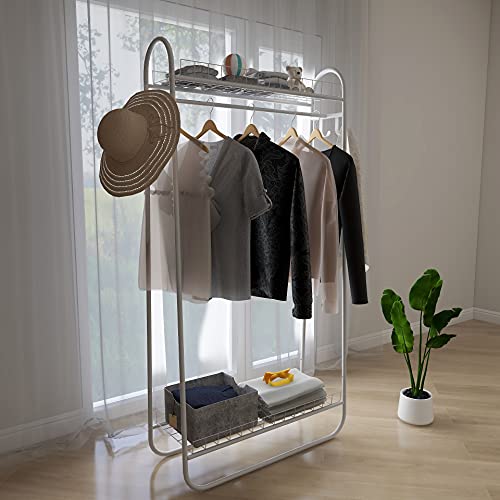 Beyamis Clothing Garment Rack Metal Cloth Hanger Rack Stand Clothes Drying Rack for Hanging Clothes,White