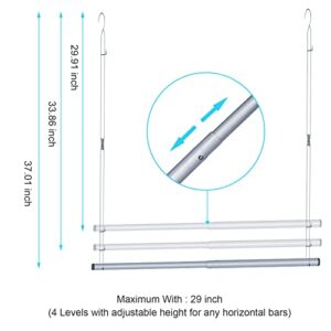 Exsun 2pcs Closet Rod for Hanging Clothes Adjustable Double Hanging Closet Rod Closet Bar Closet Systems Closet Brackets with Rod Holder