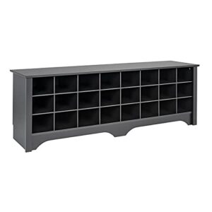 pemberly row 60" contemporary shoe cubby bench in black
