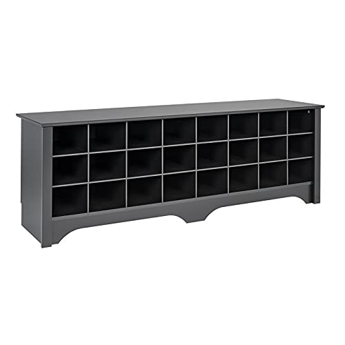 Pemberly Row 60" Contemporary Shoe Cubby Bench in Black