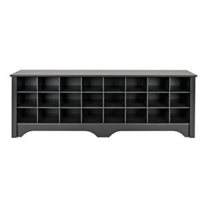 Pemberly Row 60" Contemporary Shoe Cubby Bench in Black