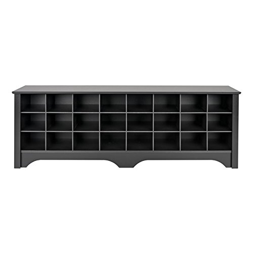 Pemberly Row 60" Contemporary Shoe Cubby Bench in Black