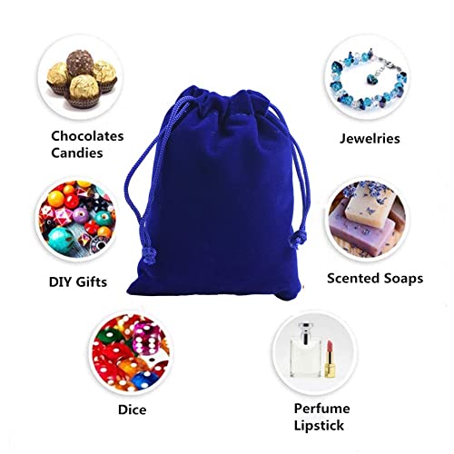 KUPOO 25 Pack 5x7 Inch Velvet Drawstring Bags,Black Drawstrings Velvet Bags for Jewelry,Drawstring Bags,Candy Bags,Party Favors (Royal Blue)