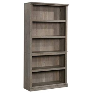 pemberly row contemporary 5-shelf tall wood bookcase in mystic oak
