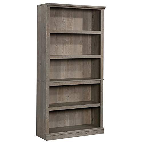 Pemberly Row Contemporary 5-Shelf Tall Wood Bookcase in Mystic Oak