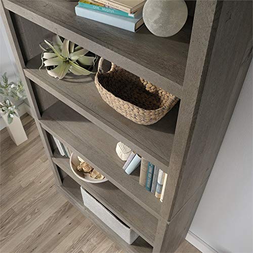 Pemberly Row Contemporary 5-Shelf Tall Wood Bookcase in Mystic Oak