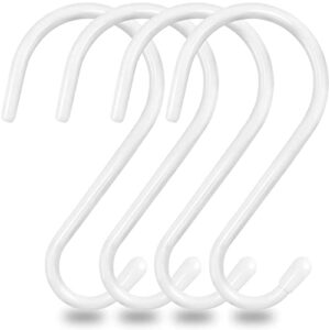6 inch white s hooks, large vinyl coated s hooks heavy duty non slip metal closet rod hooks for hanging plants outdoor lights jeans clothes bags pot pan cups tools - 4 pack