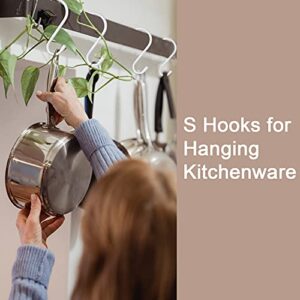 6 Inch White S Hooks, Large Vinyl Coated S Hooks Heavy Duty Non Slip Metal Closet Rod Hooks for Hanging Plants Outdoor Lights Jeans Clothes Bags Pot Pan Cups Tools - 4 Pack