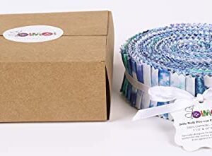 Soimoi 40Pcs Tie Dye Print Precut Fabrics Strips Roll Up 1.5x42inches Cotton Jelly Rolls for Quilting - Blue