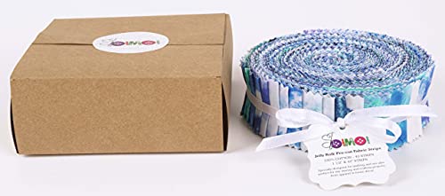 Soimoi 40Pcs Tie Dye Print Precut Fabrics Strips Roll Up 1.5x42inches Cotton Jelly Rolls for Quilting - Blue