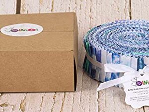 Soimoi 40Pcs Tie Dye Print Precut Fabrics Strips Roll Up 1.5x42inches Cotton Jelly Rolls for Quilting - Blue