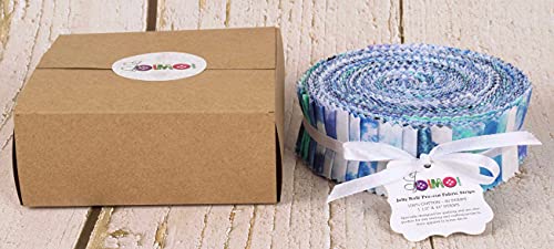 Soimoi 40Pcs Tie Dye Print Precut Fabrics Strips Roll Up 1.5x42inches Cotton Jelly Rolls for Quilting - Blue