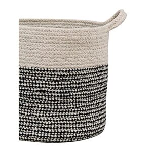 Super Area Rugs Farmhouse Plant Basket/Planter Multi Purpose Open Top Bin with Handles, Cotton Rope Basket, 8-inch, 10-inch and 12-inch Black & White